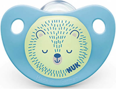 Nuk Orthodontischer Schnuller Silikon Night & Day Igel Blue Nacht mit Etui für 0-6 Monate 1Stück