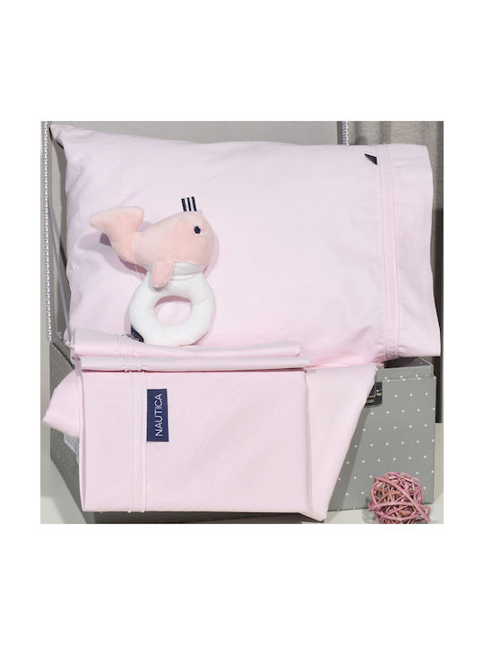 Nautica Pink Fitted Baby Sheets 110x170cm