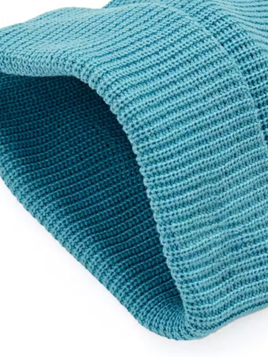 Bold Shadow Dot Beanie Unisex Beanie with Rib Knit Arctic Blue