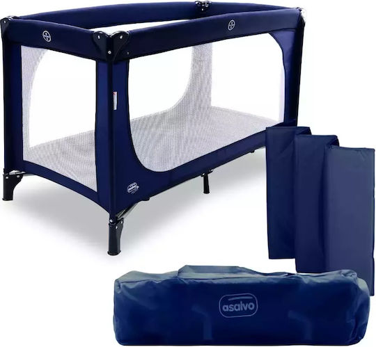 Asalvo Essential Laufstall mit Matratze Marineblau 65x125cm