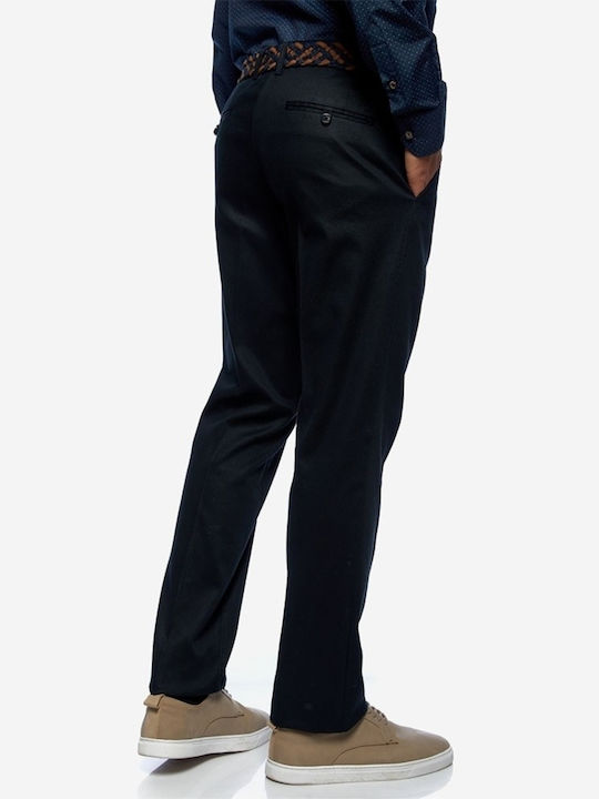 Sogo Men's Trousers Chino Elastic in Regular Fit Navy Blue