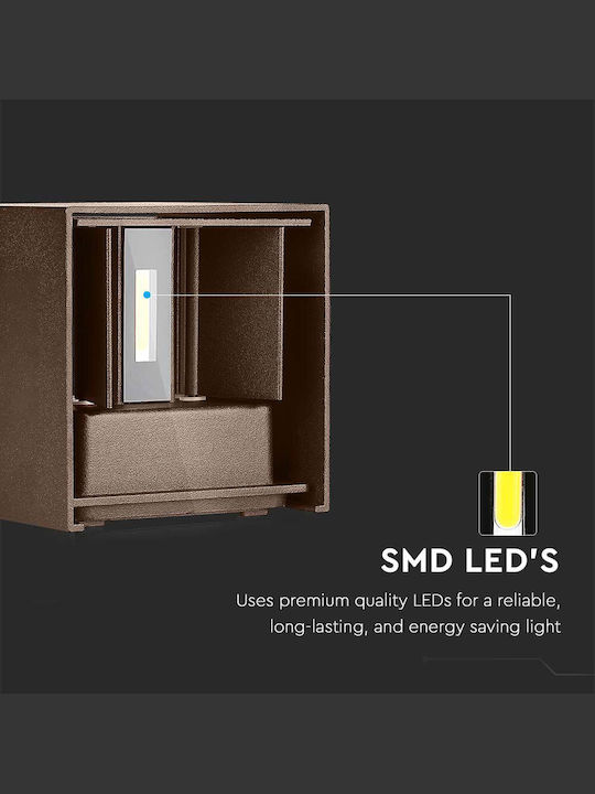 V-TAC Wandmontiertes Außen-Spotlight LED IP65 11W mit Warmweiß Licht Doppelstrahl 10x10x10εκ.