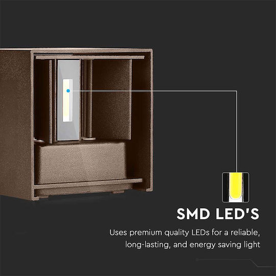 V-TAC Wandmontiertes Außen-Spotlight LED IP65 11W mit Warmweiß Licht Doppelstrahl 10x10x10εκ.