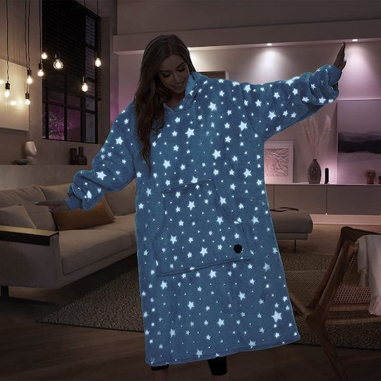 Huggle Plüsch Samtige Decke mit Ärmeln 70x90cm Starry Night Rosa