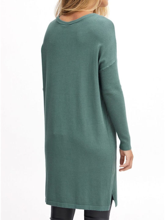 Fransa Women's Knitting Blouse Dress Long Sleeve Green