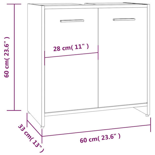 vidaXL Waschtisch ohne Waschbecken L60xB33xH60cm Eiche