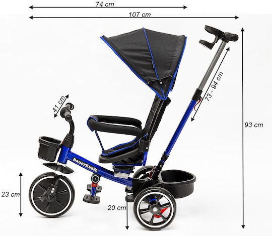 Ecotoys Kinderdreiräder mit Elterngriff für 1-3 Jahre Blau