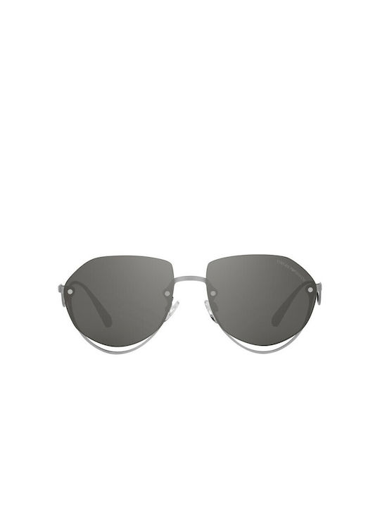 Emporio Armani Women's Sunglasses with Silver Metal Frame and Silver Mirrored Lenses EA2137 30456G