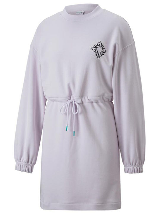 Mini Sportliches Damenkleid Langärmelig Lila