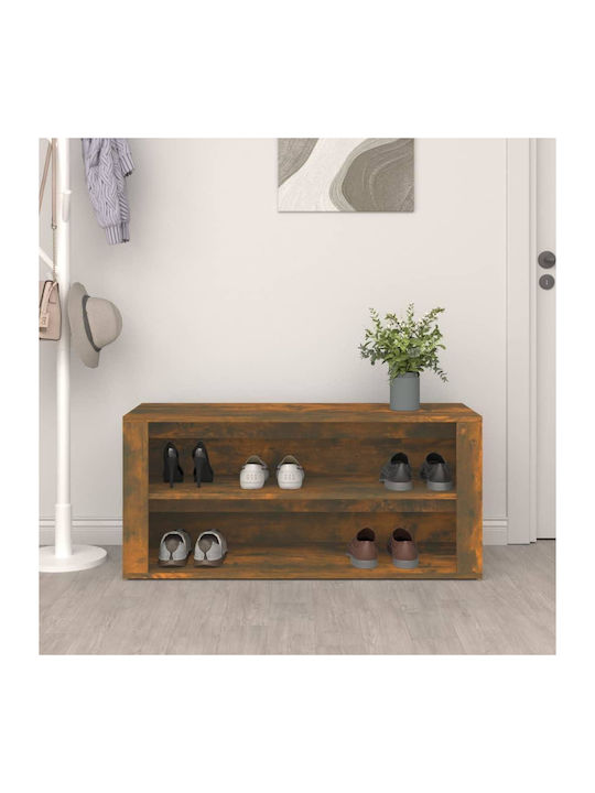 Holz Schuhschrank mit 2 Regalen Gelb L100xW35xH45cm