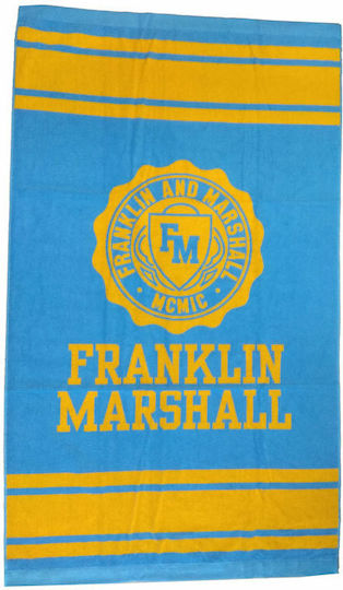 Franklin & Marshall Πετσέτα Θαλάσσης Βαμβακερή Μπλε 180x80εκ.