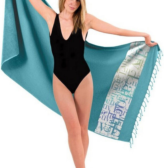 Guy Laroche Cotton Pestemal Petrol Blue with Fringes 170x90cm
