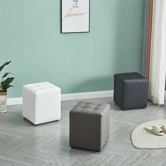Hocker Für das Wohnzimmer Gepolstert mit Kunstleder Cube Schwarz 37x37x45cm