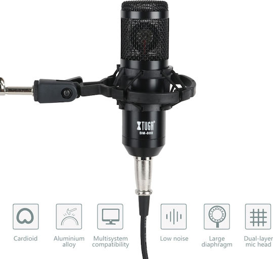 BM-800 Mic Kit Set Kondensatormikrofon XLR / USB Desktop, stoßmontiert für Gesang mit Arm