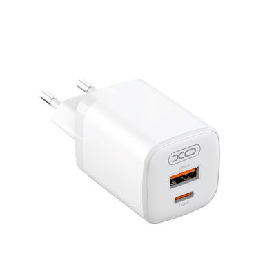 XO Încărcător Fără Cablu cu Port USB-A și Port USB-C 30W Livrarea energiei Albς (L96)