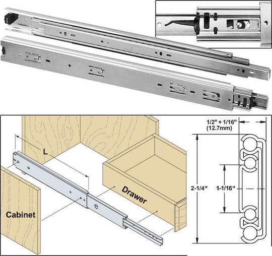 Geman Drawer Expanding Hardware Silver 40cm 2pcs 14100017
