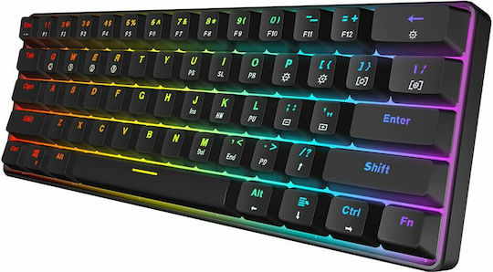 HK Gaming GK61 Gaming Mechanical Keyboard 60% with Gateron Red switches and RGB lighting (US English)