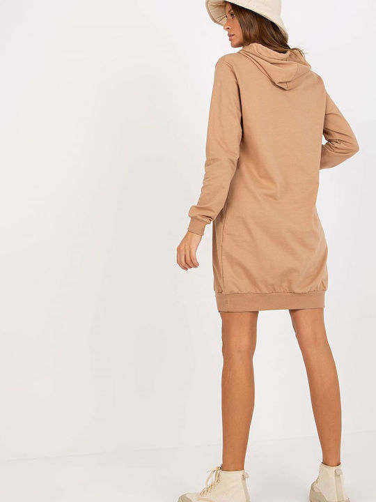 Relevance Mini Kleid mit Kapuze Camel