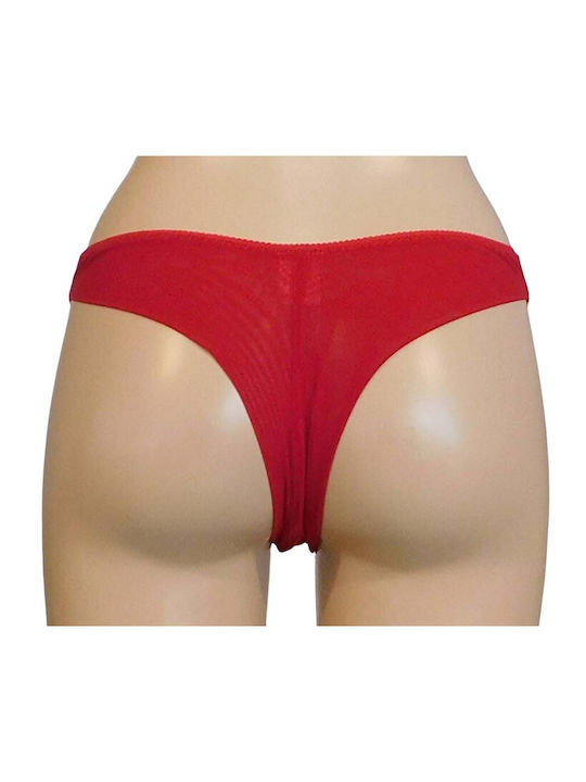 WOMEN'S STRING PANTIES WITH LACE FONTANA DI VITA 921 355-3 - RED