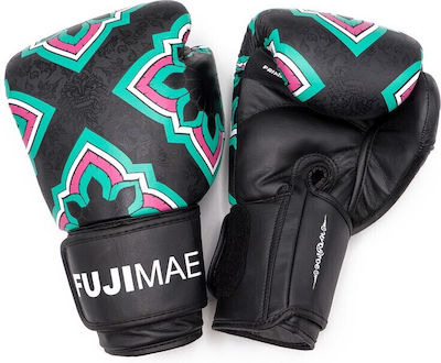 Fujimae Sak Yant II Synthetic Leather Boxing Competition Gloves Black Muay Thai