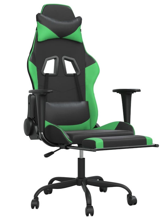 vidaXL 345414 Gaming Chair with Footrest Black / Green