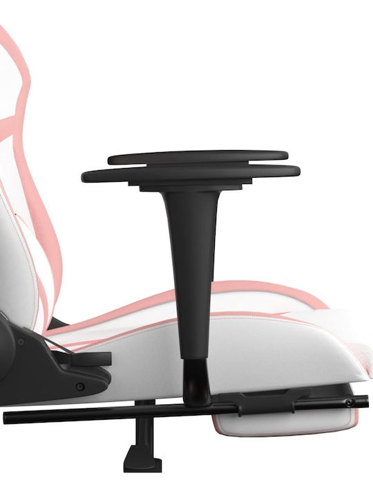vidaXL 345442 Gaming Chair with Footrest White / Pink