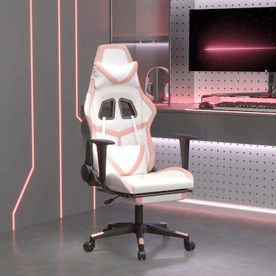 vidaXL 345442 Gaming Chair with Footrest White / Pink