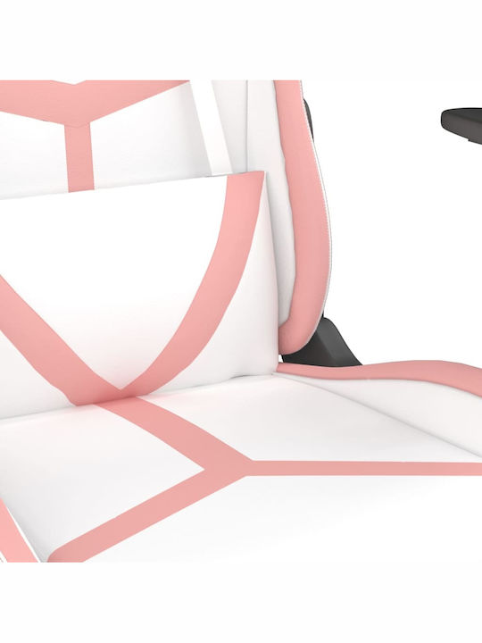 vidaXL 345442 Gaming Chair with Footrest White / Pink
