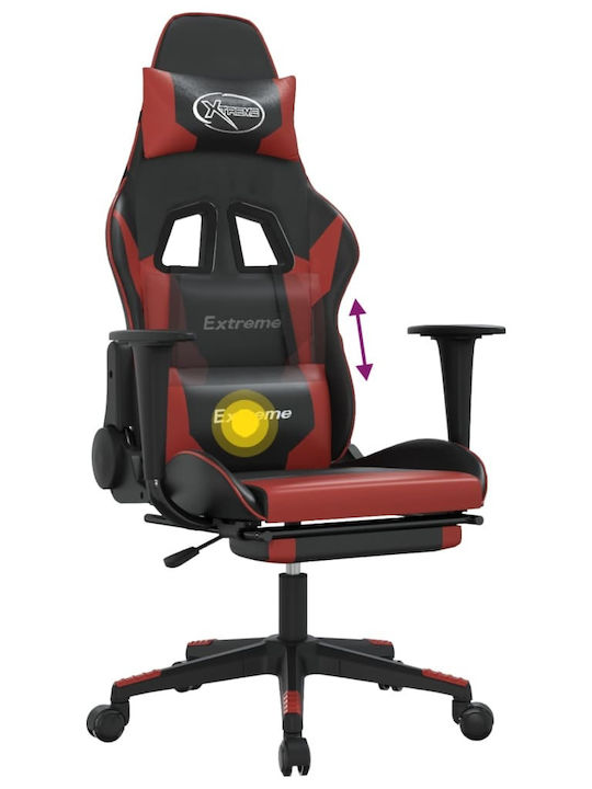 vidaXL 345464 Καρέκλα Gaming Δερματίνης με Υποπόδιο Μαύρο / Μπορντό