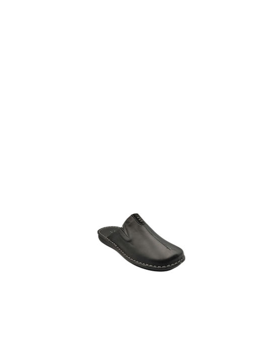 8781 SANAFLEX Leather men's winter slippers in black