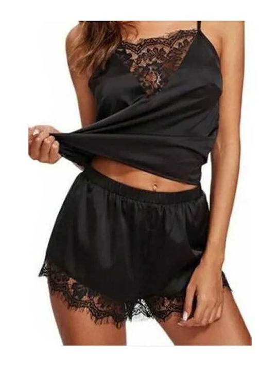 Aria Trade AT746 Women's Satin Babydoll Black