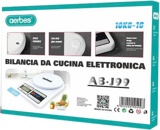 Aerbes Aerbes AB-J99 Ψηφιακή Ζυγαριά Κουζίνας έως 10kg Λευκή