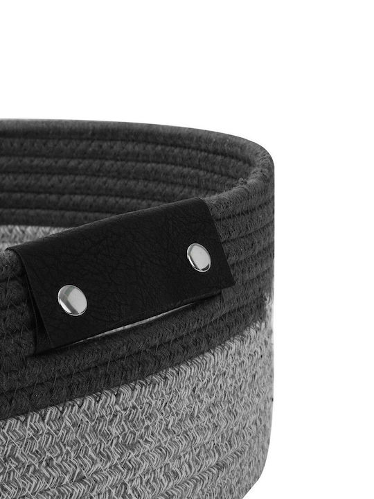 Sidirela Ethnic Decorative Basket Fabric with Handles Black-Grey 38x25.4x22.8cm