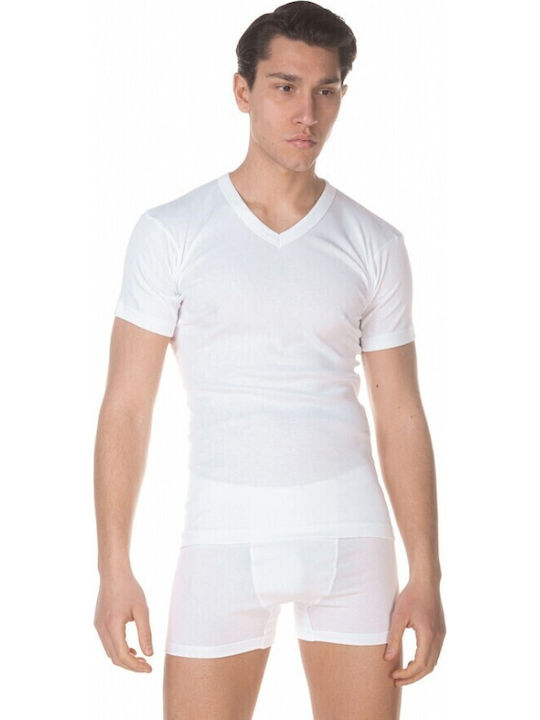 Men's Undershirt Short-sleeved in White Color