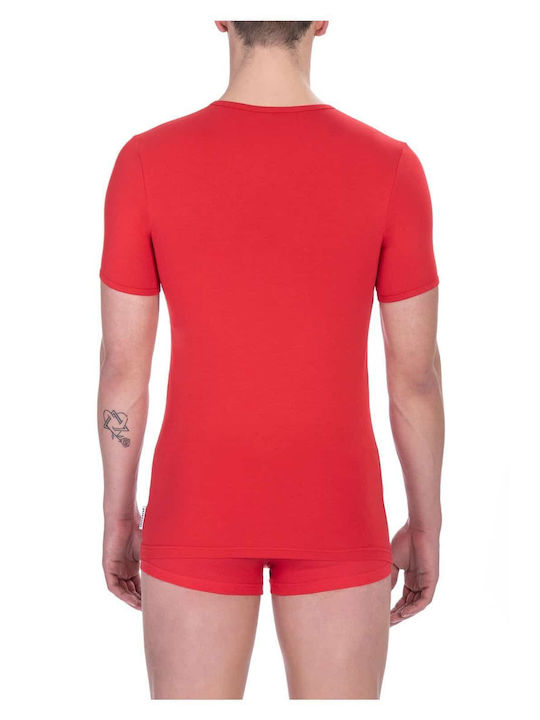 Bikkembergs Men's Short Sleeve Undershirt Red