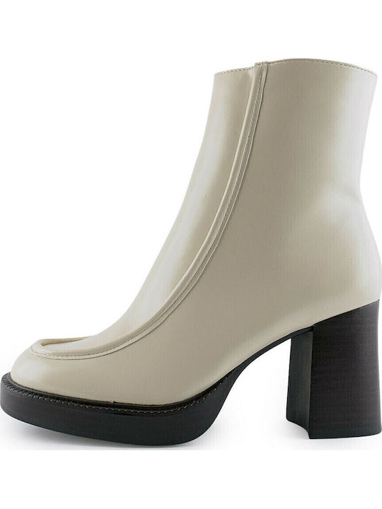 Leder Stiefeletten Damen Beige