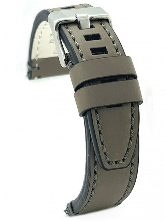 Diloy Straps Δερμάτινο Λουράκι Γκρι 22mm