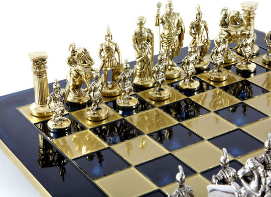 Manopoulos Handgefertigt Schach Metallisch mit Schachfiguren 44x44cm