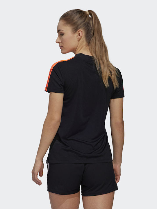 Adidas Tiro Essentials Jersey Women's Athletic T-shirt Fast Drying Striped Black