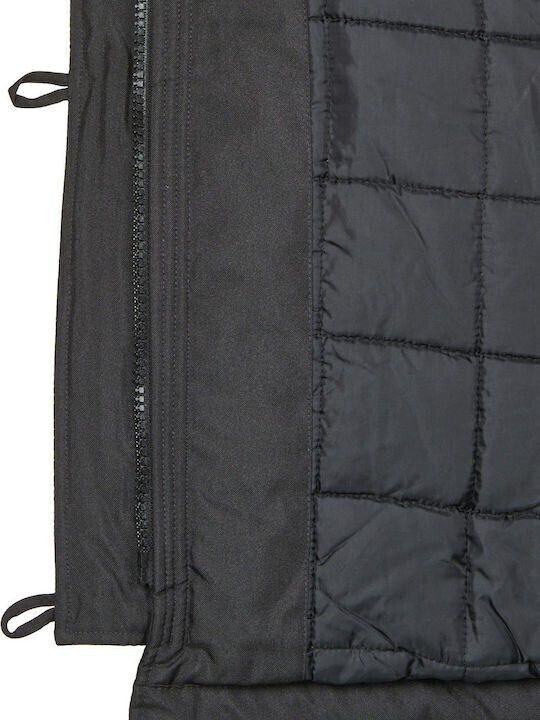 Women's Long Parka Jacket for Winter with Hood Black/beige