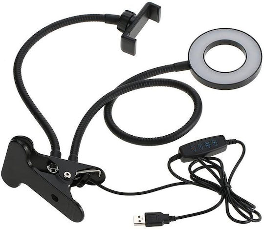Ring Light 10cm με Επιτραπέζια Βάση Στήριξης και Βάση για Κινητό