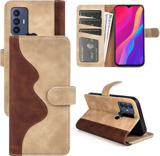 TCL Wallet Piele Brown / Yellow (TCL 306 / 305 / 30 SE / 30E - TCL 306 / 305 / 30 SE / 30E)