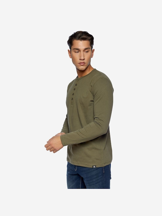 Camaro Men's Long Sleeve Blouse with Buttons Khaki