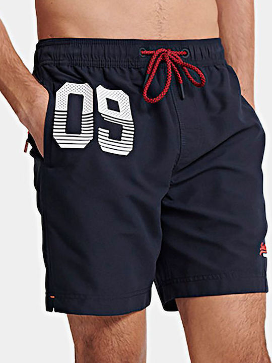 M D1 Men's Swimwear Shorts Navy Blue with Patterns