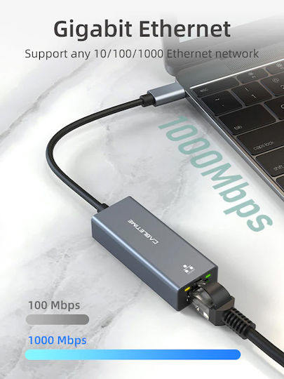 Cabletime CT-CML1000-AG USB Netzwerkadapter USB-C mit Verkabelt Verbindung Gigabit Ethernet