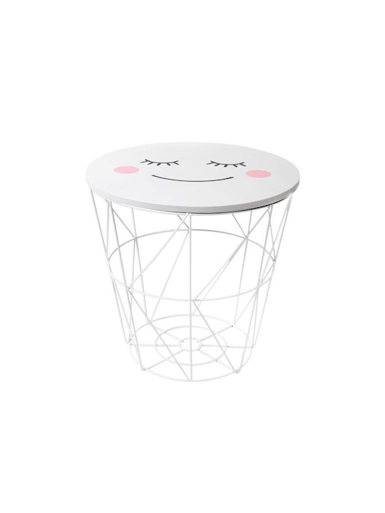 Round Wooden Side Table White L30xW30xH30cm