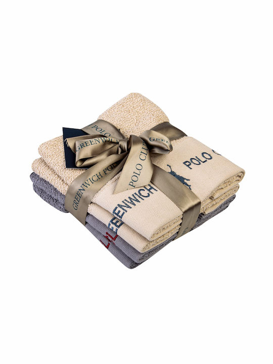 Greenwich Polo Club Handtuch 2671 Grau / Beige 4 Stück Gewicht 480gr/m²