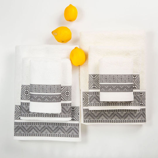 Borea Bath Towel Set 2pcs 53403 Grey / White Weight 450gr/m²
