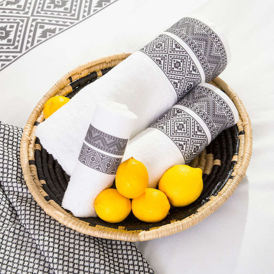 Borea Bath Towel Set 2pcs 53403 Grey / White Weight 450gr/m²