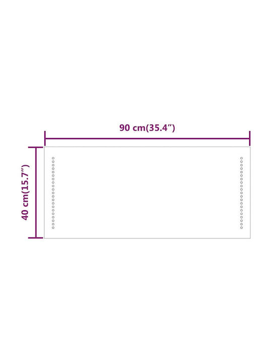 vidaXL Rechteckiger Badezimmerspiegel LED 90x40cm Durchsichtig